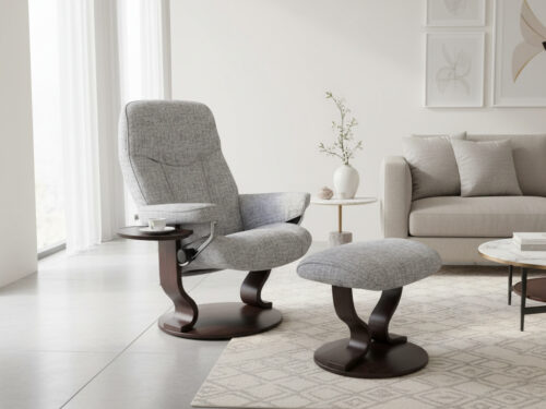 Nagibni počivalnik Princ v modro sivi tkanini - eksponat